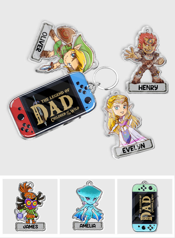 The Legend Of Dad - Personalized The Hero's Legend Keychain with Charms
