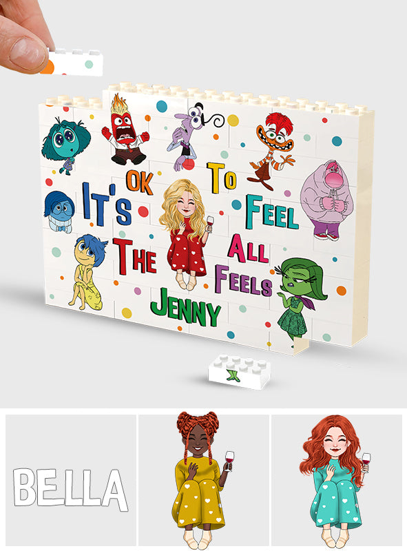 It's Ok To Feel All The Feels - Personalized Horizontal Rectangle Building Brick Blocks Printed On Both Sides