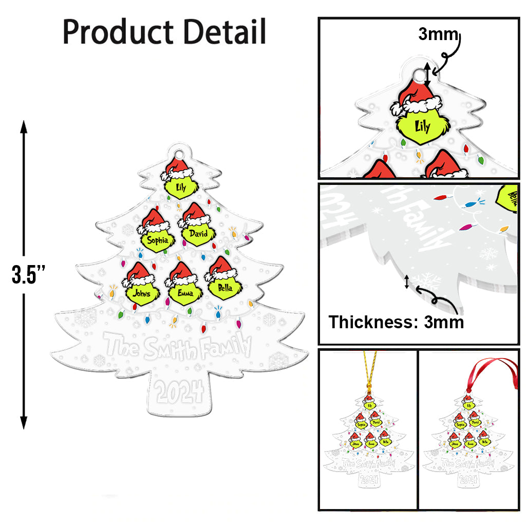 Grinch Family - Personalized Stole Christmas Transparent Ornament