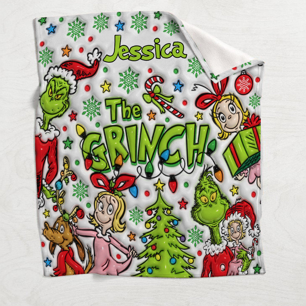 Merry Grinchmas - Personalized Stole Christmas Blanket