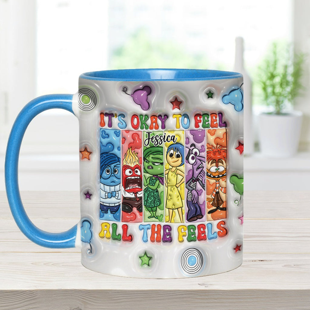 It's Okay To Feel All The Feels - Personalized Accent Mug