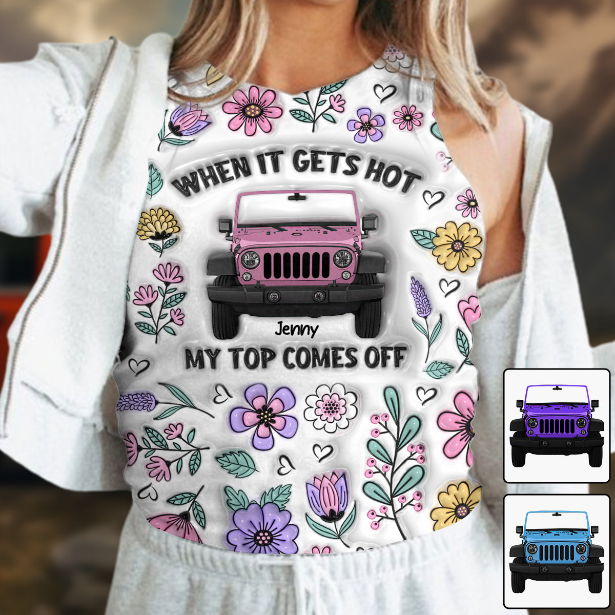 When It Gets Hot My Top Comes Off - Personalized Car Crop Tank Top