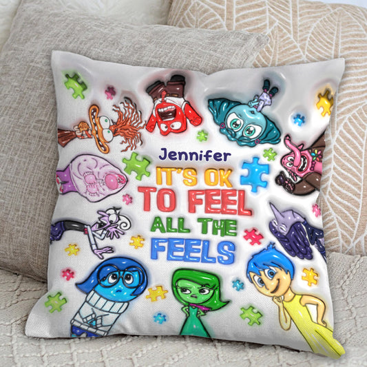 It's Ok To Feel All The Feels - Personalized Autism Awareness Throw Pillow