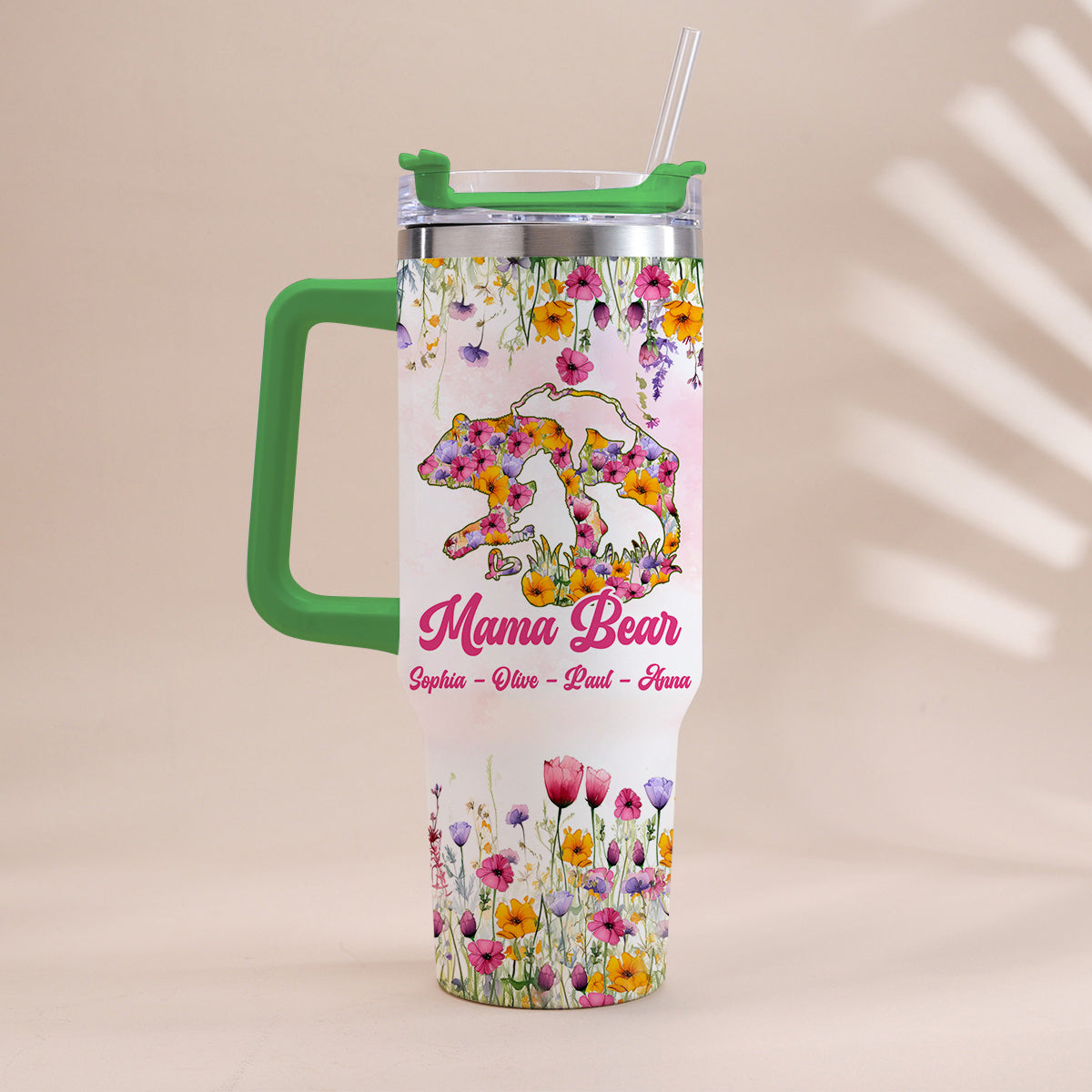 Mama Bear - Personalized Mother Tumbler With Handle