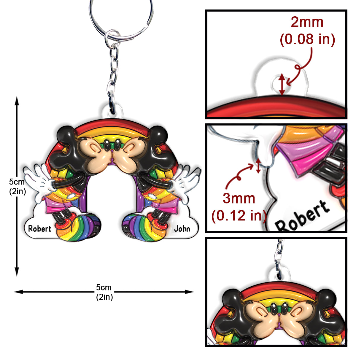 Love Is Love Mouse Couple - Personalized LGBT Support Keychain
