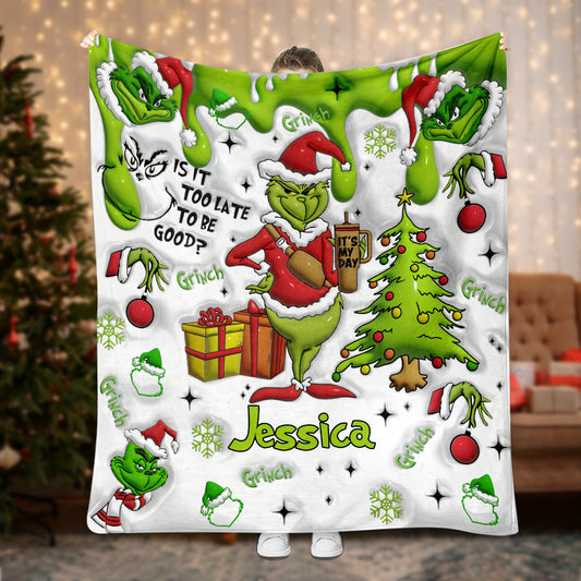 Merry Grinchmas - Personalized Stole Christmas Blanket