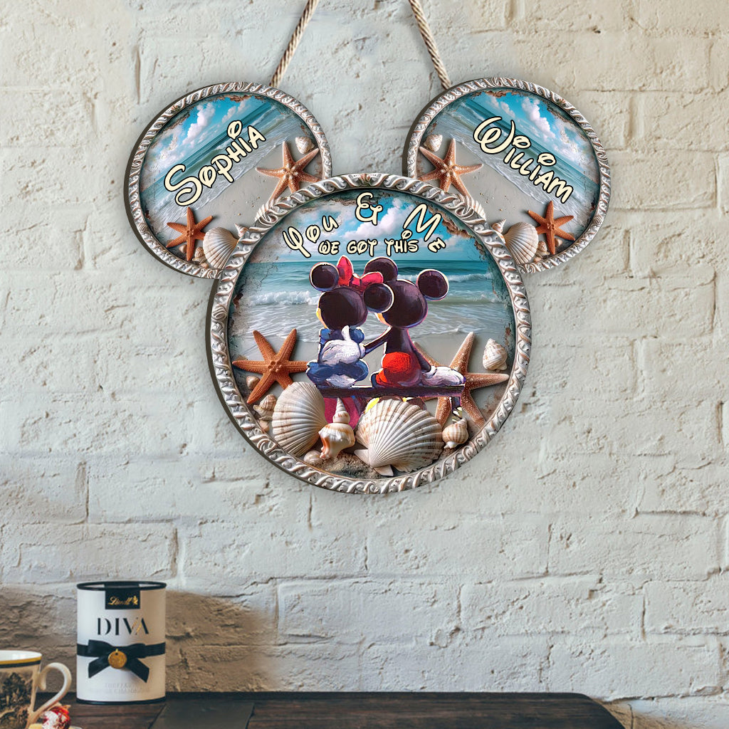 You & Me We Got This - Personalized Mouse Custom Shaped Wood Sign
