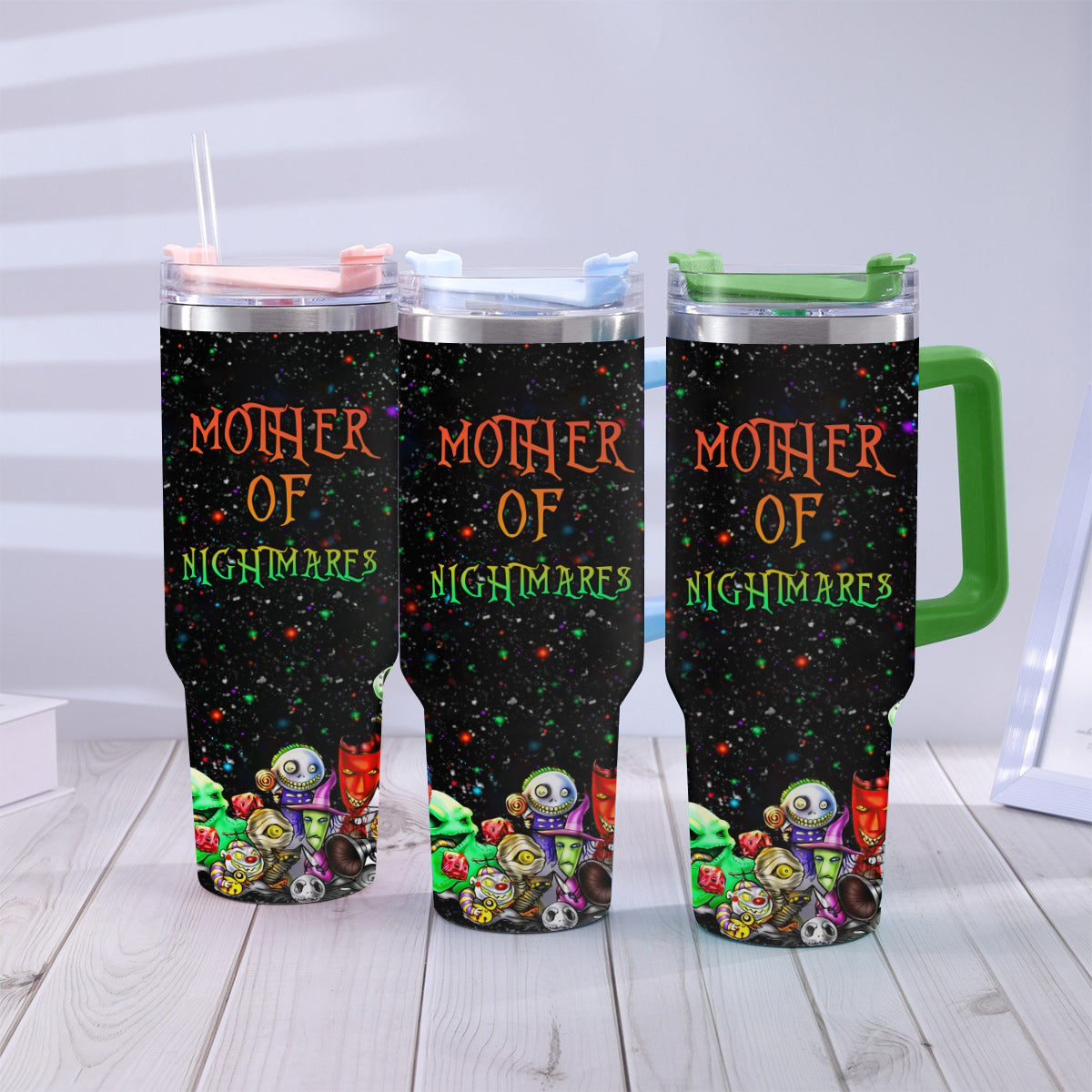 Mother Father Family Of Nightmares - Personalized Nightmare Tumbler With Handle