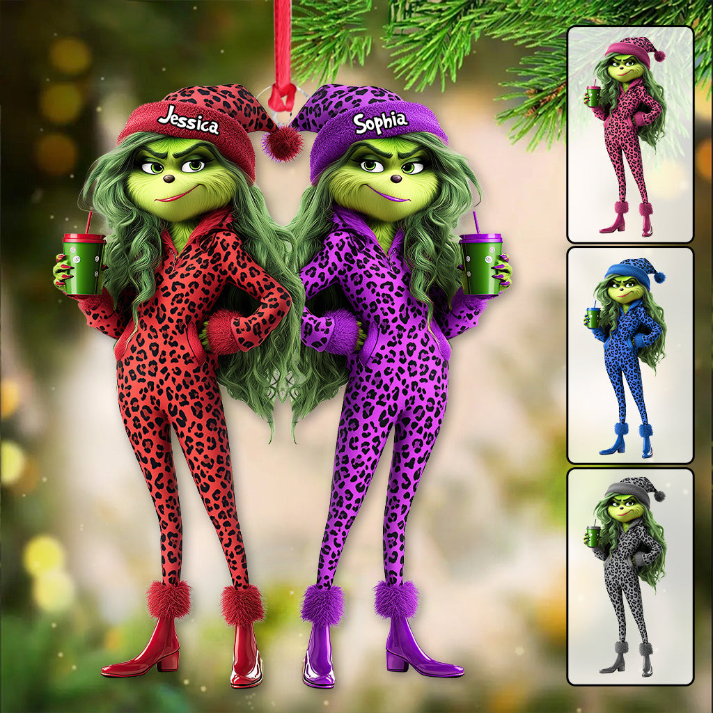 Besties Grinch Squad - Personalized Stole Christmas Transparent Ornament