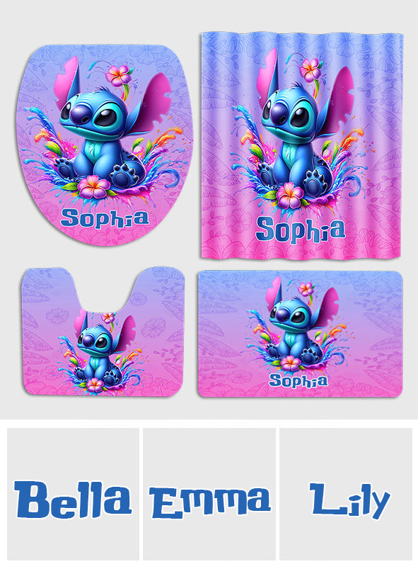 Blue Ohana - Personalized Ohana Bathroom Curtain & Mats Set