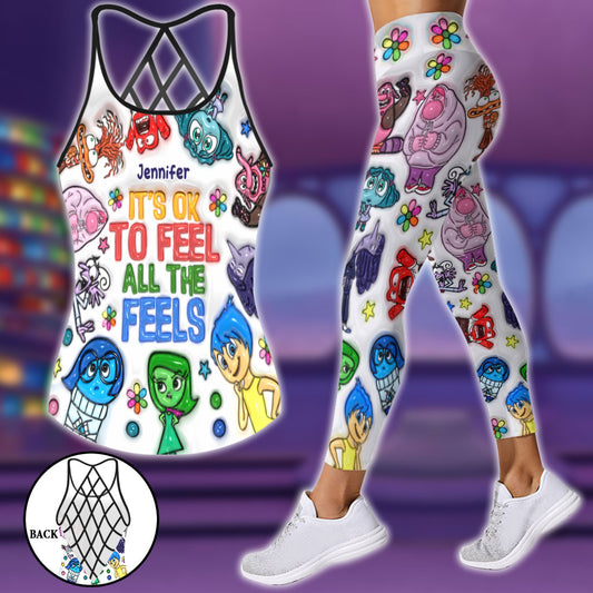 It's Ok To Feel All The Feels - Personalized Cross Tank Top and Leggings