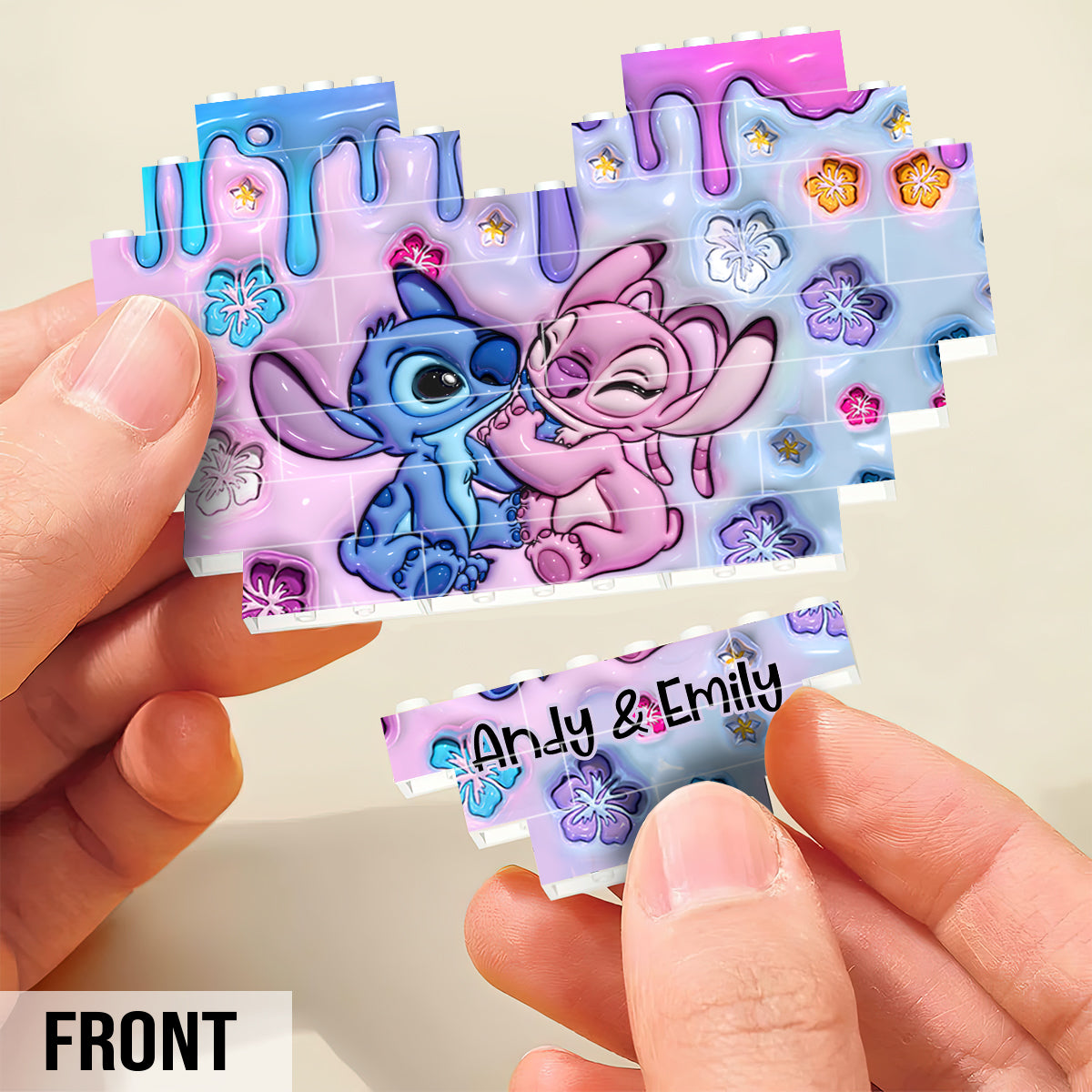 I'm Yours - Personalized Ohana Heart Building Brick Blocks Printed On Both Sides