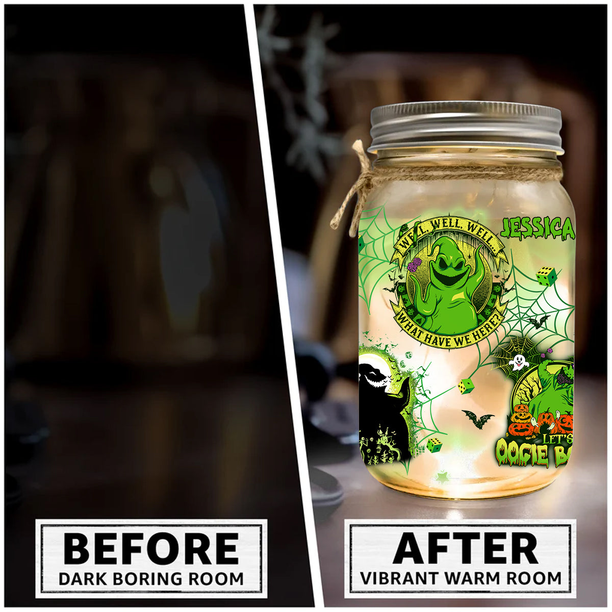 Trick Or Treat Light Oogie Boogie Bash - Personalized Mouse Mason Jar Light