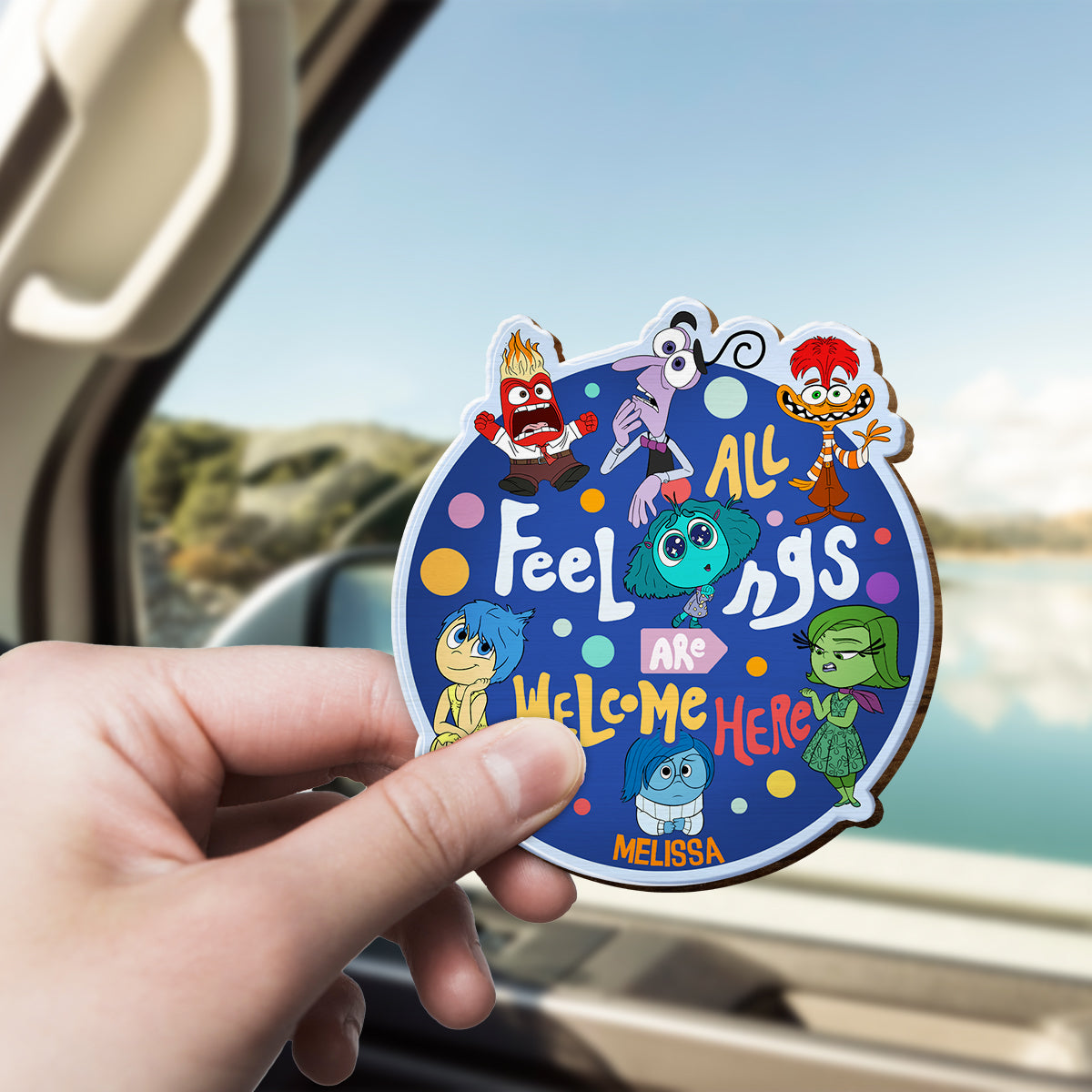 All Feelings Are Welcome Here - Personalized Shaped Car Visor Clip