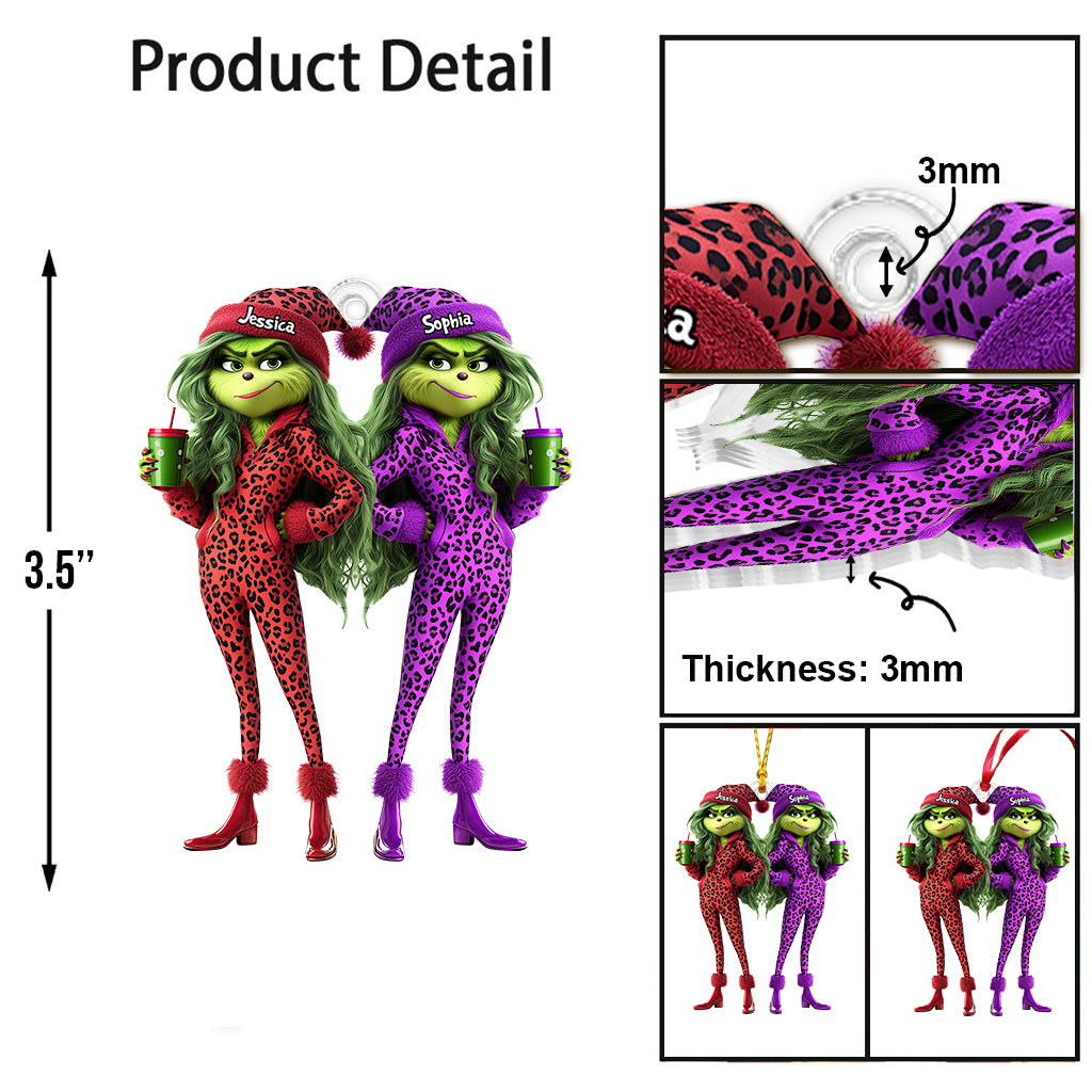 Besties Grinch Squad - Personalized Stole Christmas Transparent Ornament