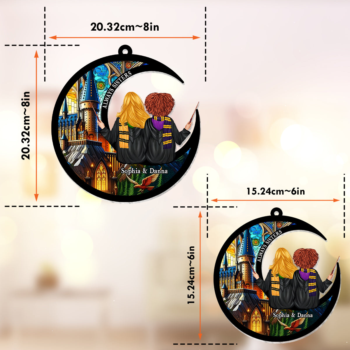 Always Sisters - Personalized Bestie Window Hanging Suncatcher Ornament