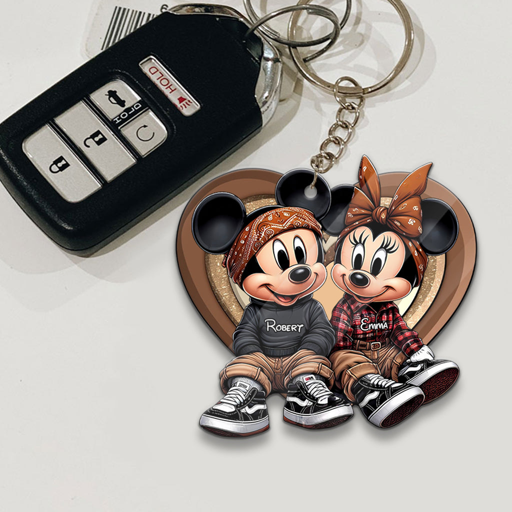 Chicano Couple Song QR Code - Personalized Mouse Keychain