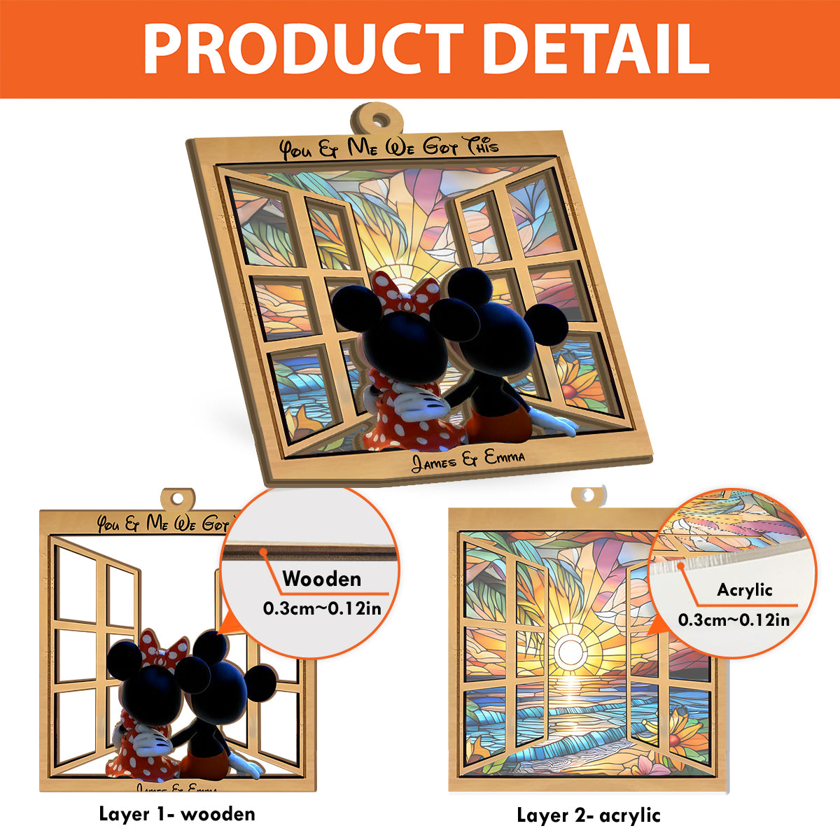 You & Me We Got This - Personalized Mouse 2 Layered Window Hanging Suncatcher