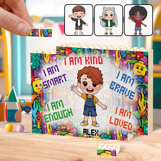 I Am Kind, I Am Brave - Personalized Kid One-sided Horizontal Rectangle Building Brick Blocks