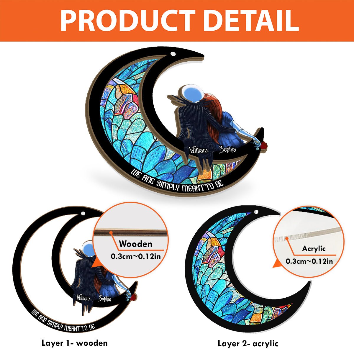 We Are Simply Meant To Be - Personalized Nightmare 2 Layered Window Hanging Suncatcher