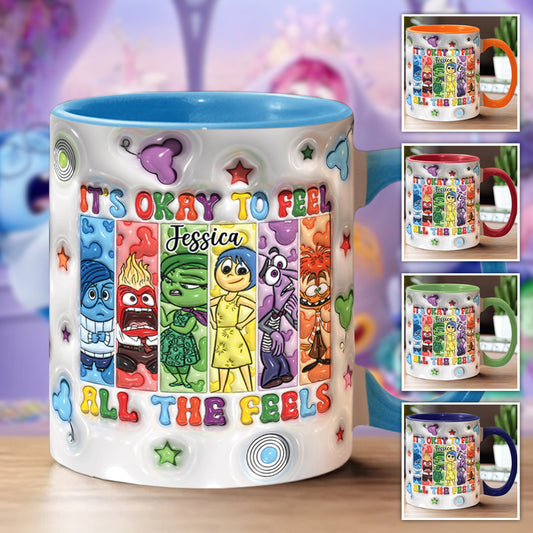It's Okay To Feel All The Feels - Personalized Accent Mug