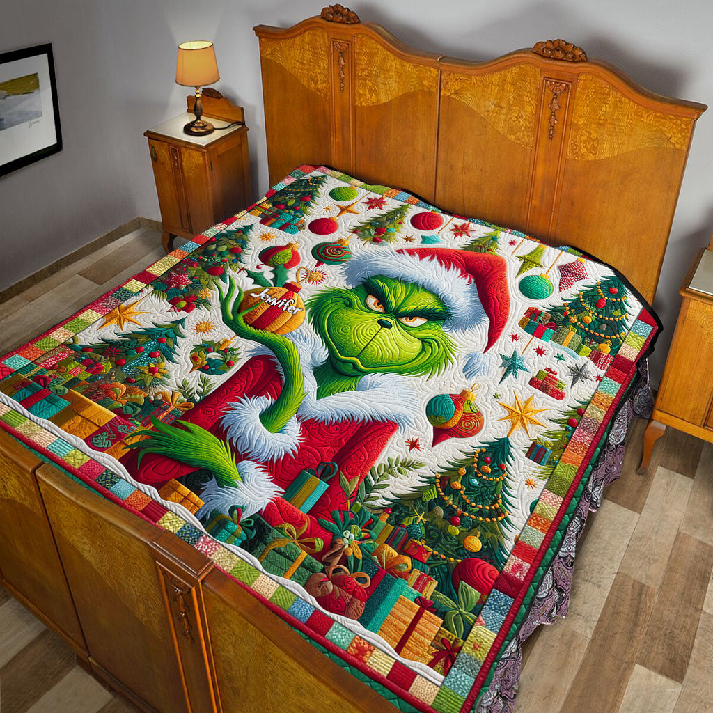 Merry Grinchmas - Personalized Stole Christmas Quilt