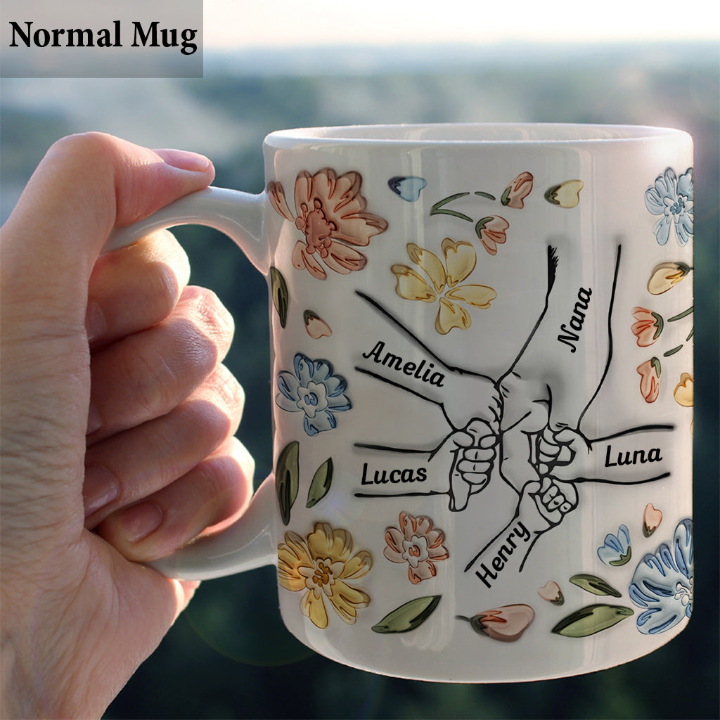 Mom's Love Hands Holding - Personalized Mother Mug
