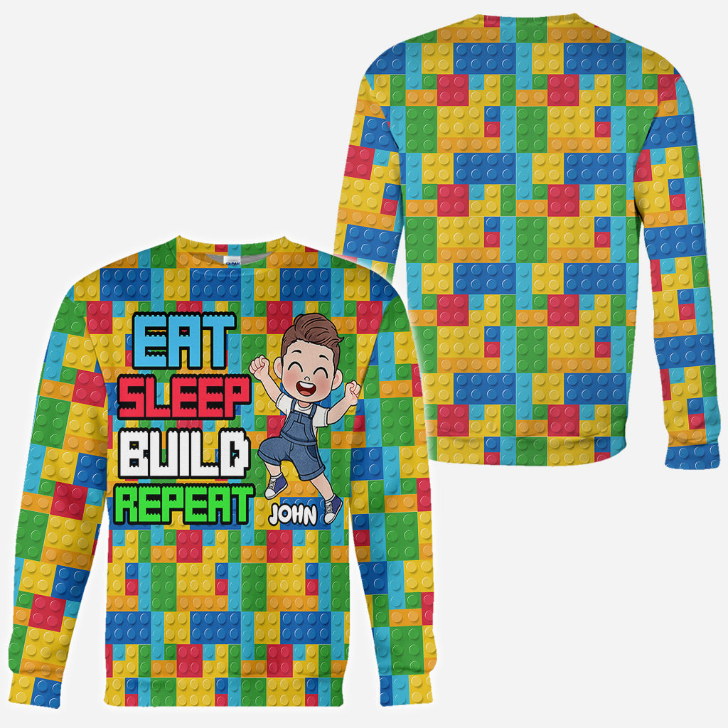 Eat Sleep Build Repeat - Personalized All Over Shirt
