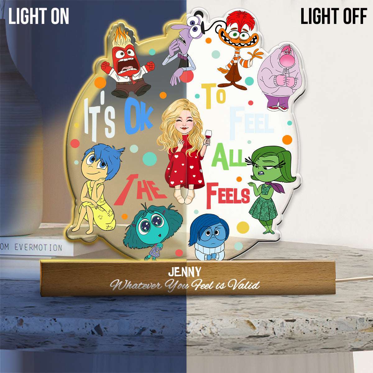 It's Ok To Feel All The Feels - Personalized Shaped Led Night Light