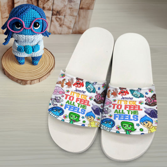 It's Ok To Feel All The Feels - Personalized Slide Sandals