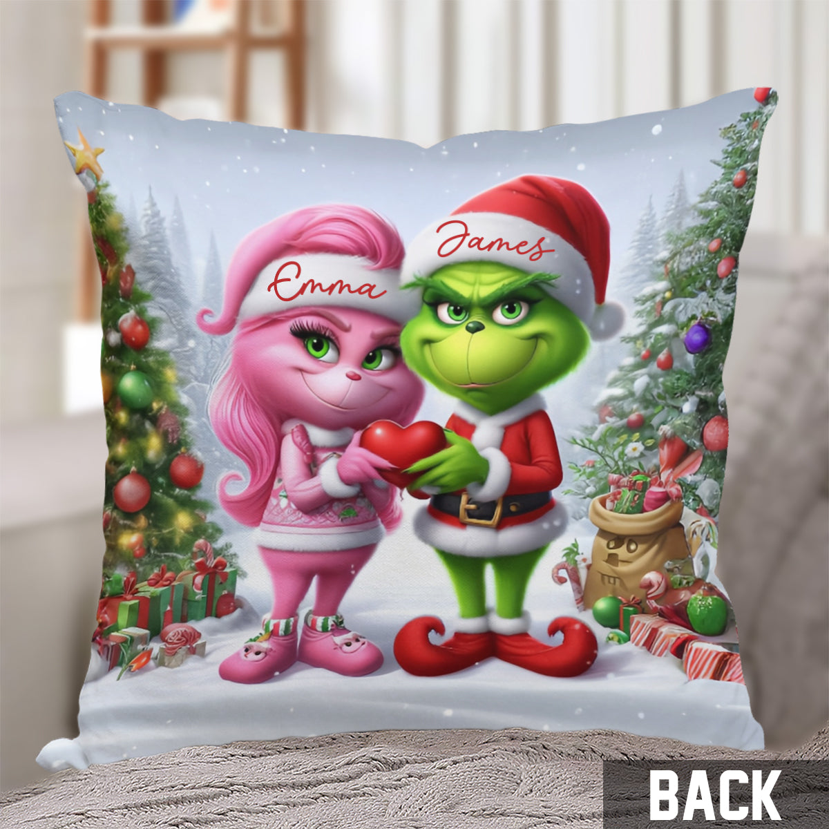 Merry Grinchmas - Personalized Stole Christmas Throw Pillow