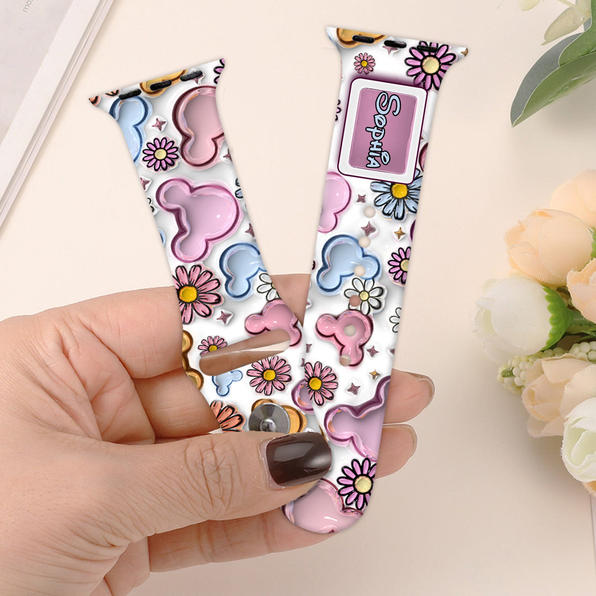 Cute Mouse Ears Floral Style - Personalized Mouse Clear Phone Case