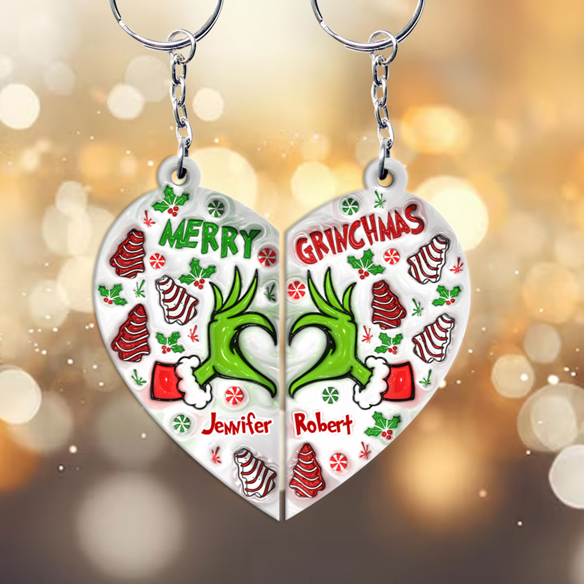 Merry Christmas - Personalized Couple Matching Keychain