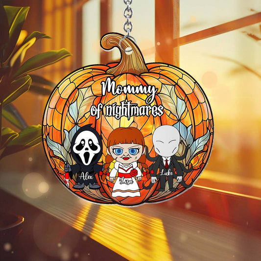 Mother of Little Monster Pumpkin - Personalized Mother Window Hanging Suncatcher Ornament