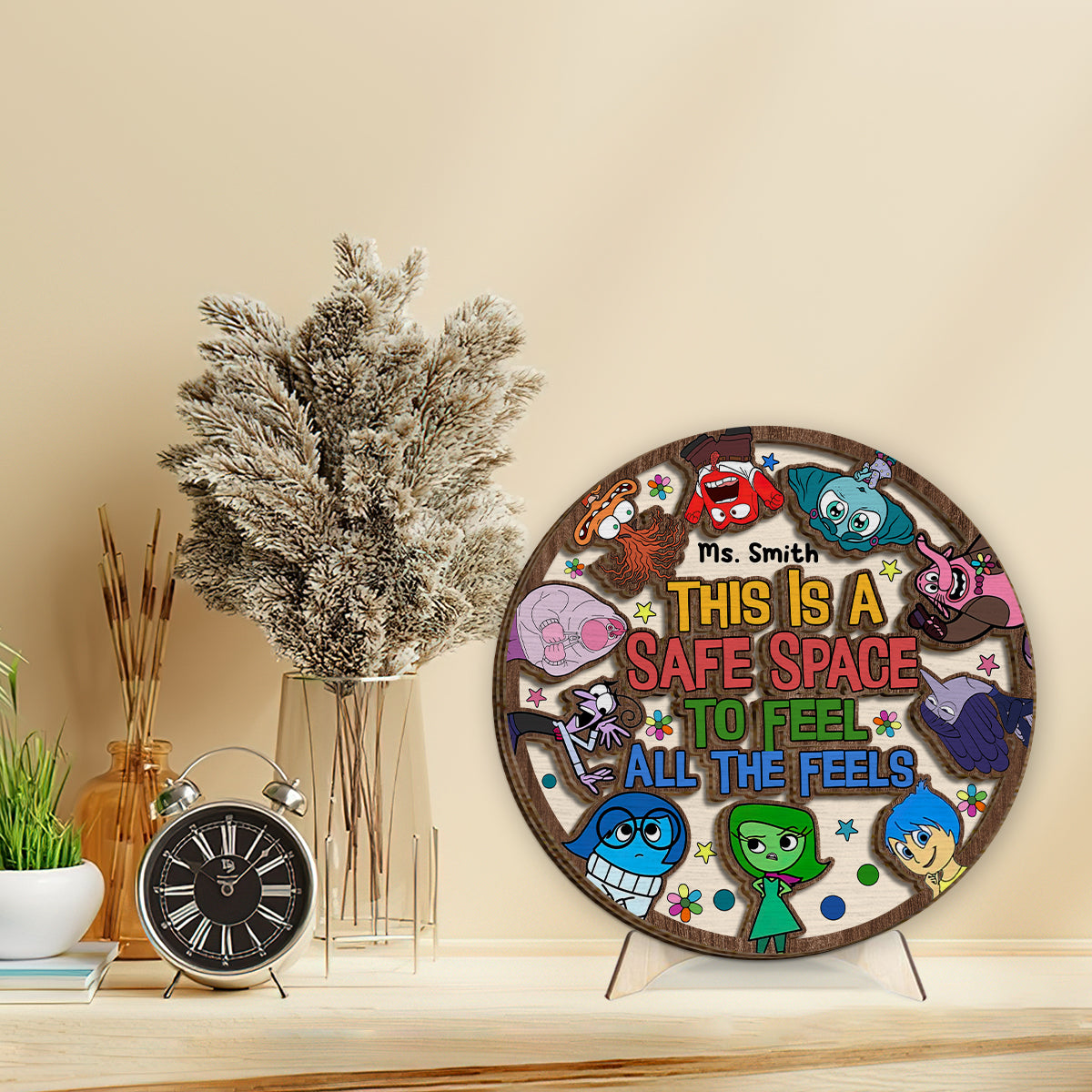 This Is A Safe Space To Feel All The Feels - Personalized 2 Layered Wood Sign / Wood Plaque