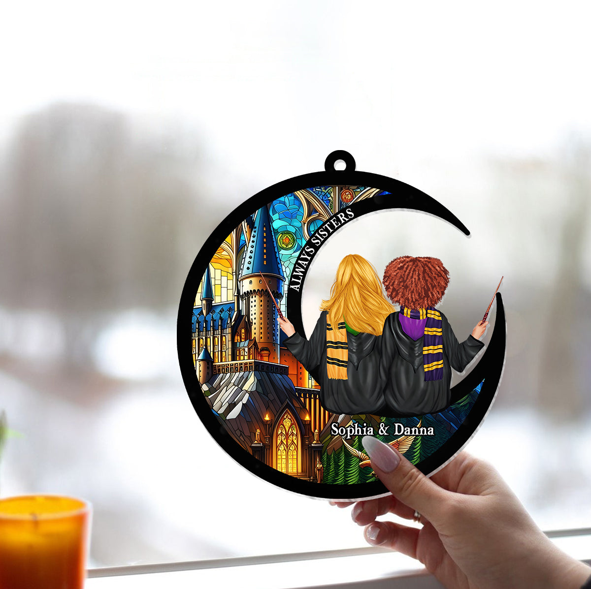 Always Sisters - Personalized Bestie Window Hanging Suncatcher Ornament