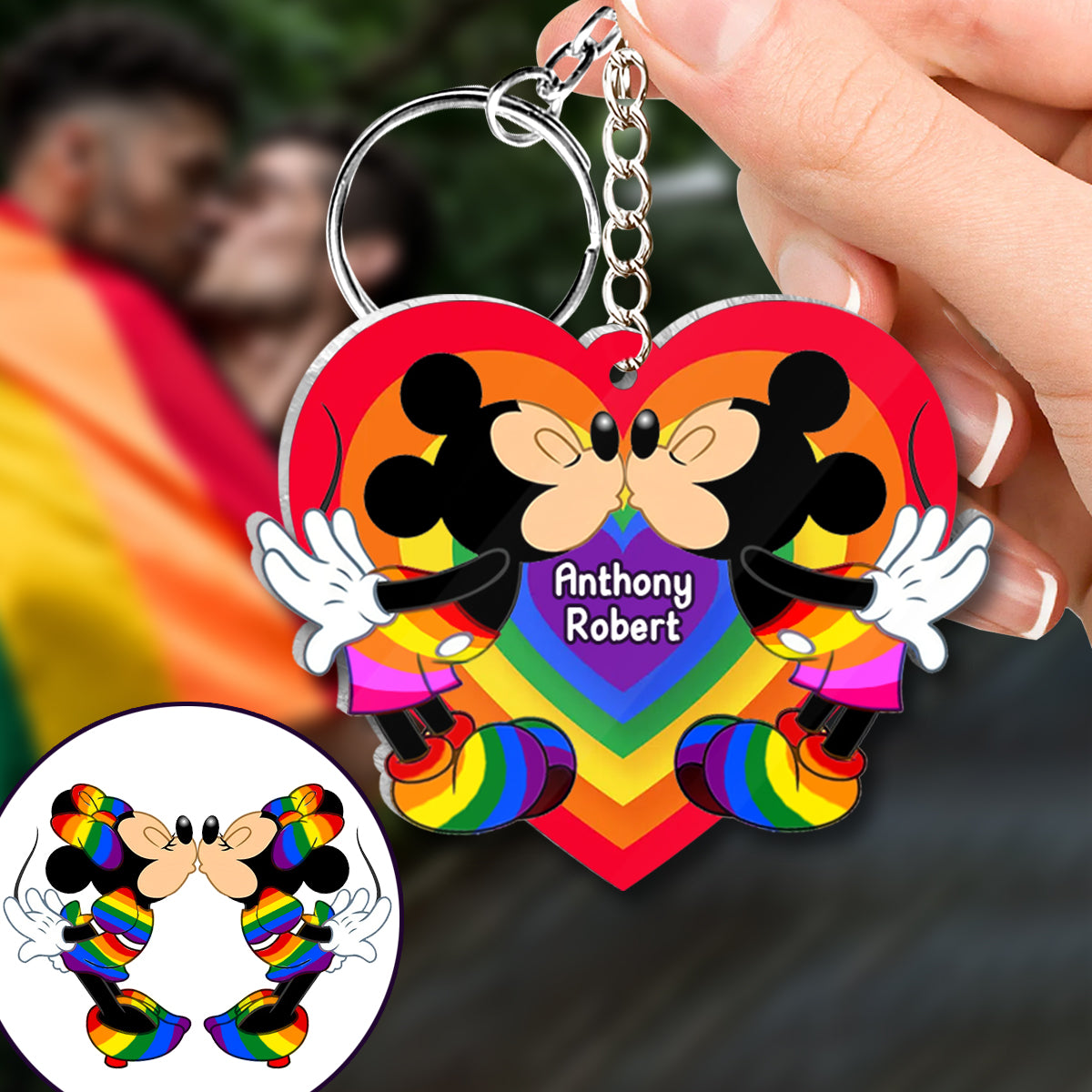 Love Is Love Mouse Couple - Personalized LGBT Support Transparent Keychain