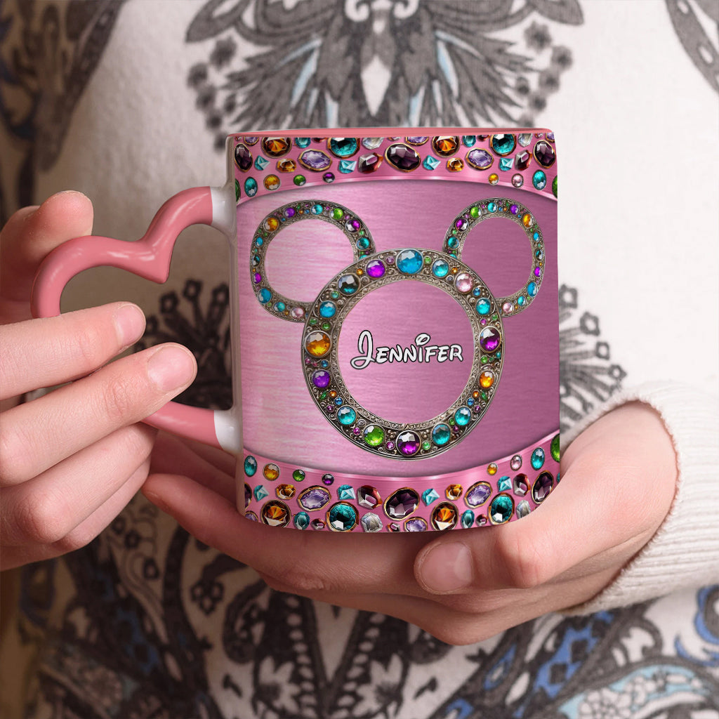 Magic Pink - Personalized Mouse Heart Handle Mug