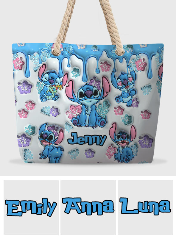 Ohana Blue Summer Vibe Inflated - Personalized Ohana Beach Bag