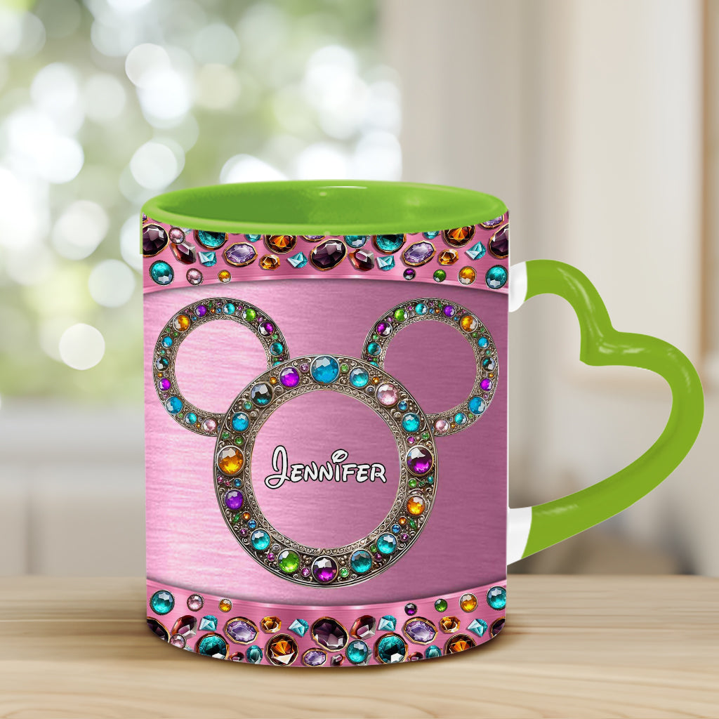 Magic Pink - Personalized Mouse Heart Handle Mug
