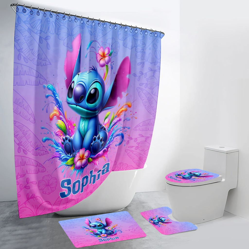 Blue Ohana - Personalized Ohana Bathroom Curtain & Mats Set