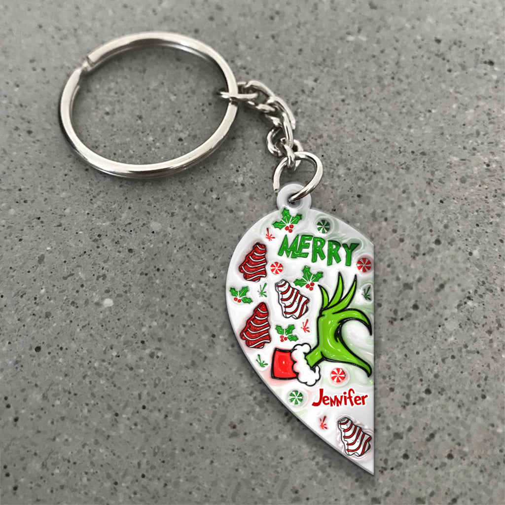 Merry Christmas - Personalized Couple Matching Keychain