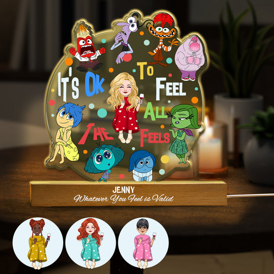 It's Ok To Feel All The Feels - Personalized Shaped Led Night Light