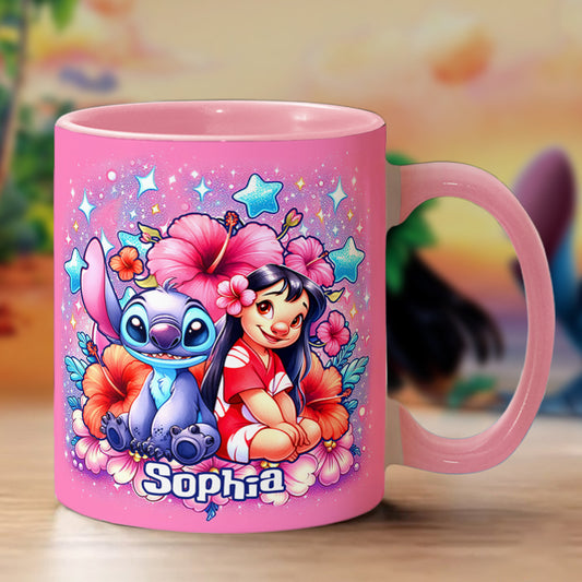 Ohana Cute Bubble Flowers - Personalized Ohana Accent Mug
