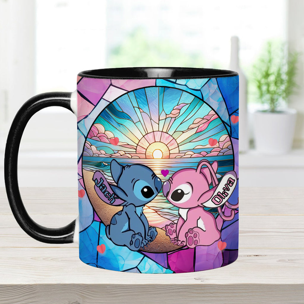 Sunrise On The Beach Build The Life We Love - Personalized Ohana Accent Mug