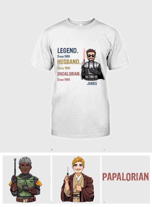 Legend Husband Dadalorian Papalorian - Personalized The Force T-shirt And Hoodie