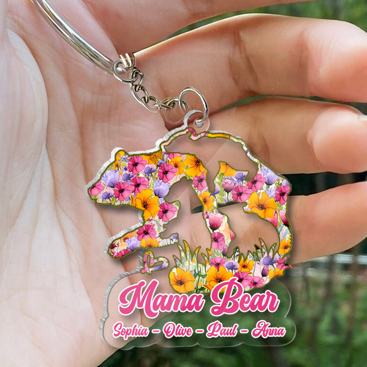 Mama Bear - Personalized Mother Transparent Keychain