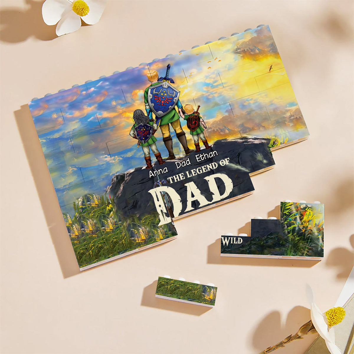 Best Dad Ever - Personalized The Hero's Legend One-sided Horizontal Rectangle Building Brick Blocks