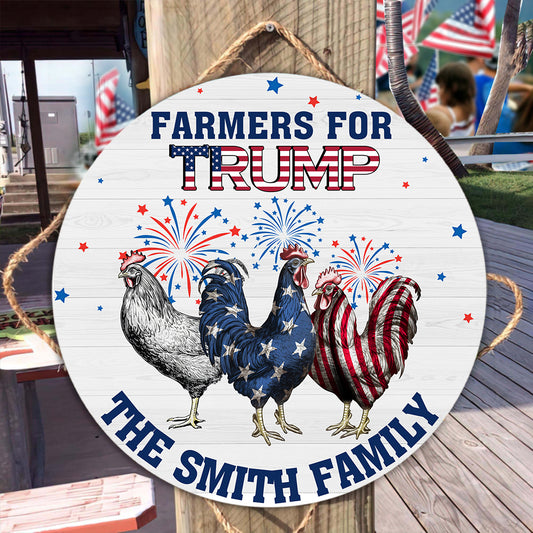 Farmer For The Country - Personalized Round Wood Sign