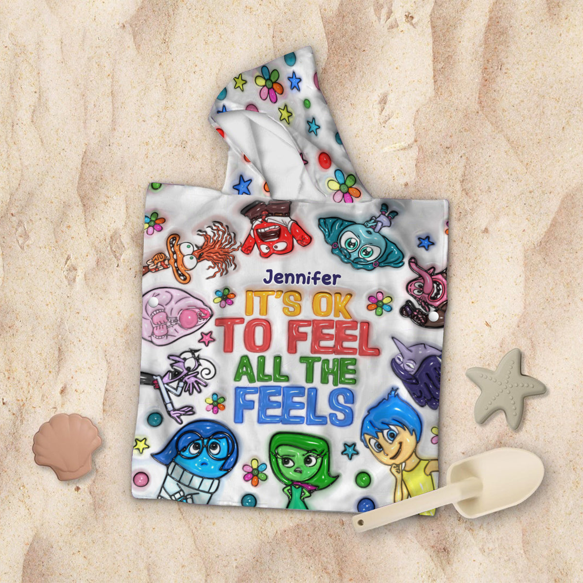 It's OK To Feel - Personalized Kid Hooded Towel Poncho